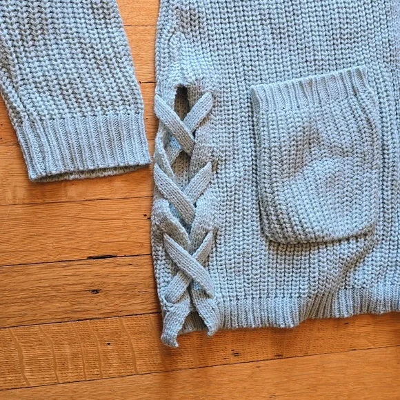 LOVE ELLIE Audra Side Lace Up Detail Textured Cardigan, Sage Green, Women's L - Picture 4 of 12